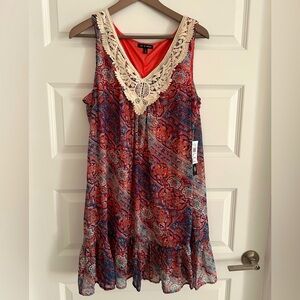 As U Wish Crochet Trim Dress Pink Blue Size